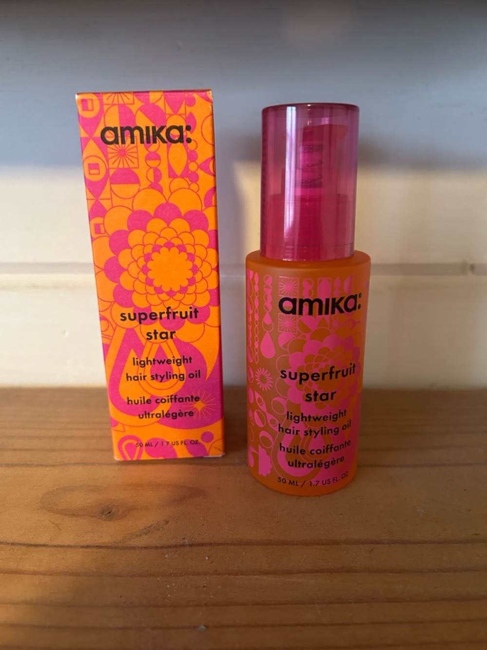 Amika Superfruit Star Lightweight Hair Styling Oil - Pink & Orange